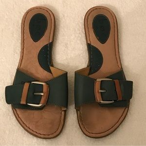 Born Concept Green Slip on Sandals